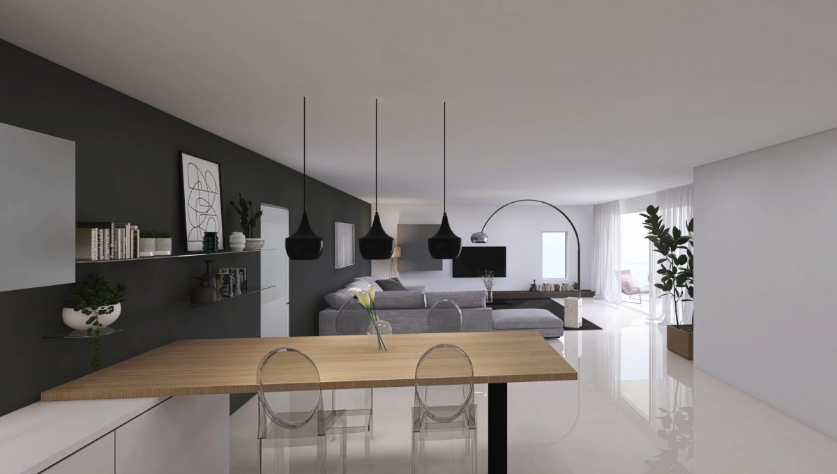 Render Appartamento D Trilocale piano primo zona living